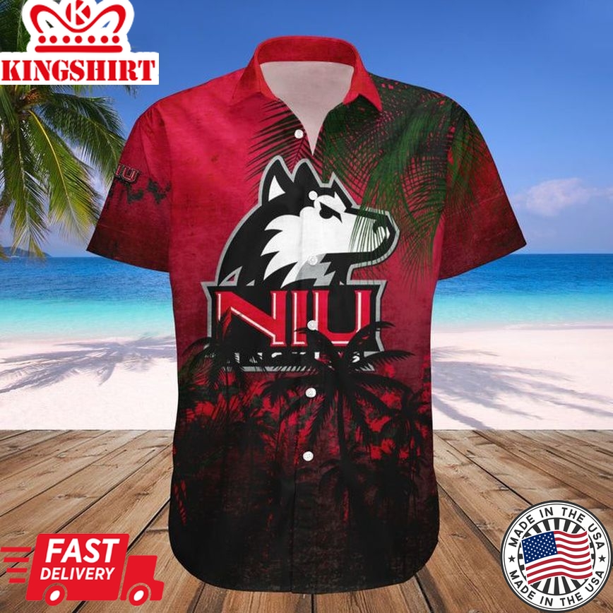 Ncaa Northern Illinois Huskies Coconut Tree Trendy Hawaiian Shirt V2 Aloha Shirt