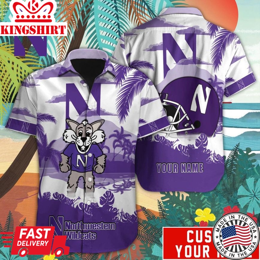 Ncaa Northwestern Wildcats Custom Name Mascot Trendy Hawaiian Shirt Aloha Shirt