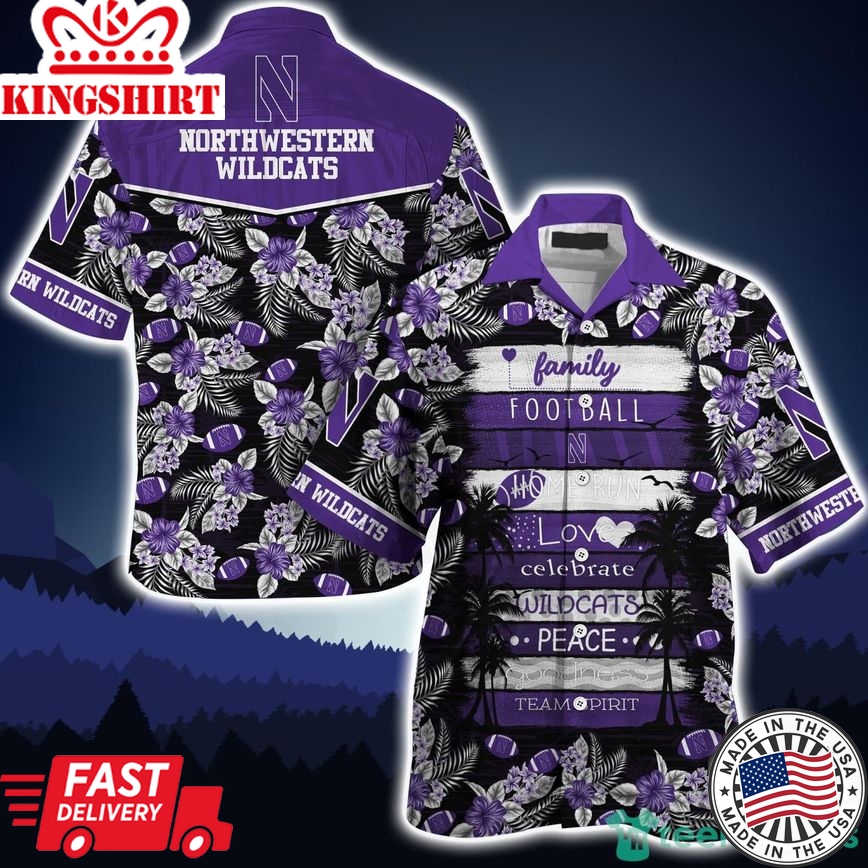 Ncaa Northwestern Wildcats Home Run Love Tropical Trendy Hawaiian Shirt Aloha Shirt