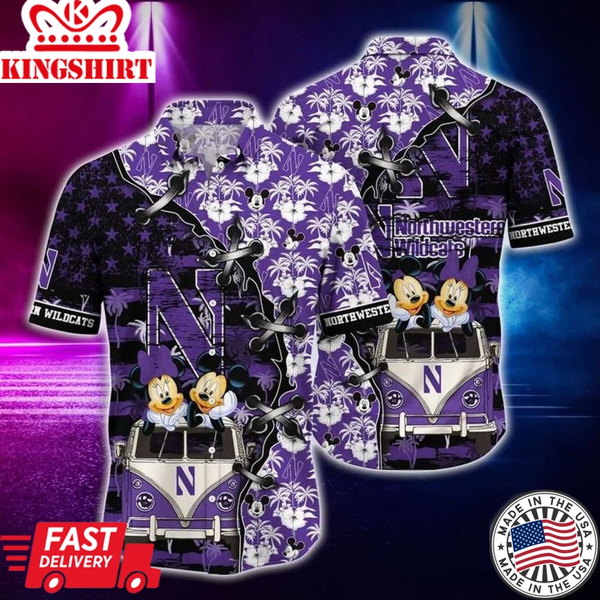 Ncaa Northwestern Wildcats Mickey Mouse Trendy Hawaiian Shirt Aloha Shirt