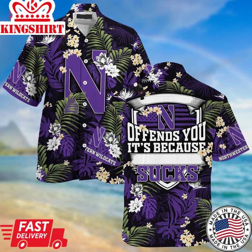 Ncaa Northwestern Wildcats Summer Tropical Pattern Trendy Hawaiian Shirt Aloha Shirt