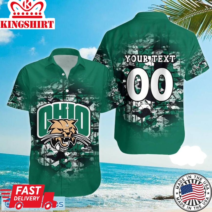 Ncaa Ohio Bobcats Camouflage Vintage Custom Name Number Trendy Hawaiian Shirt Aloha Shirt