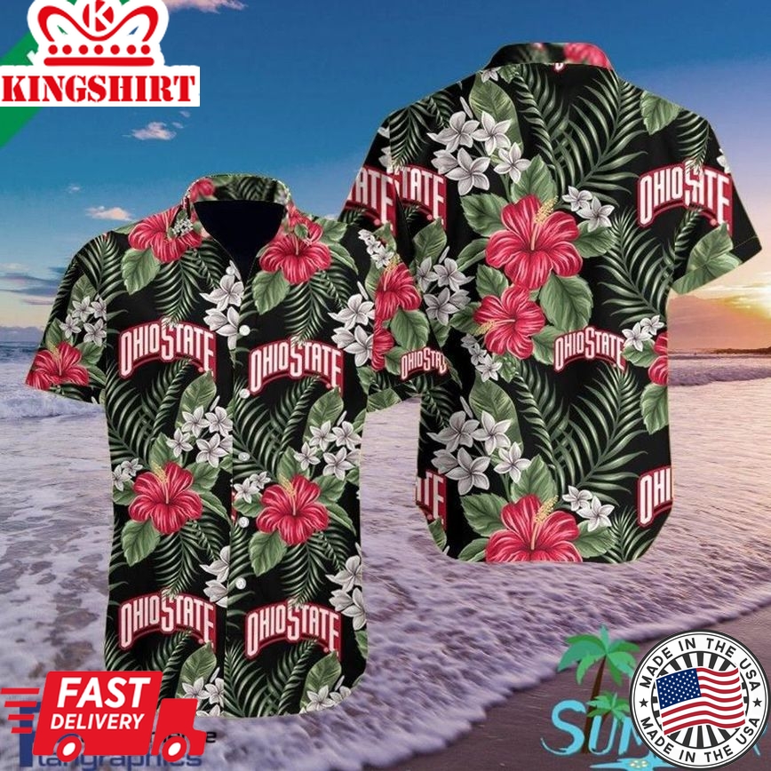 Ncaa Ohio State Buckeyes Flower Green Trendy Hawaiian Shirt Aloha Shirt