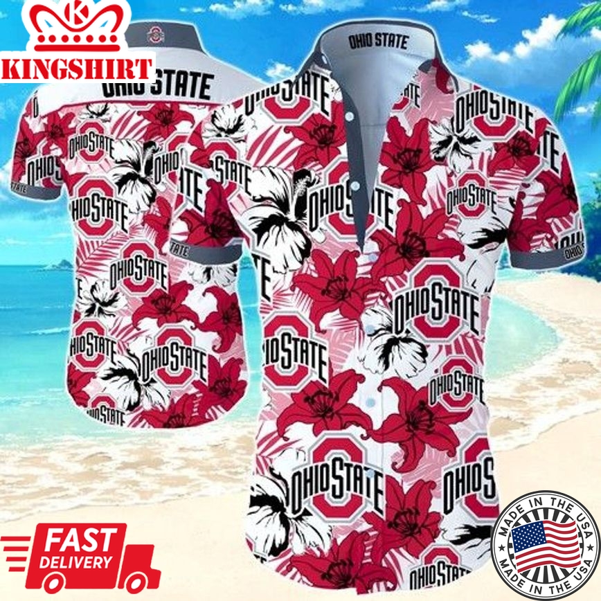 Ncaa Ohio State Buckeyes Flower Red Trendy Hawaiian Shirt Aloha Shirt