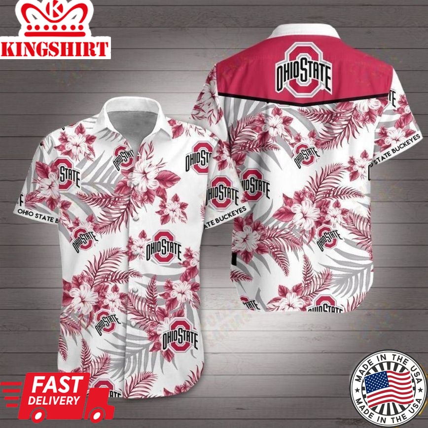 Ncaa Ohio State Buckeyes White Trendy Hawaiian Shirt Aloha Shirt