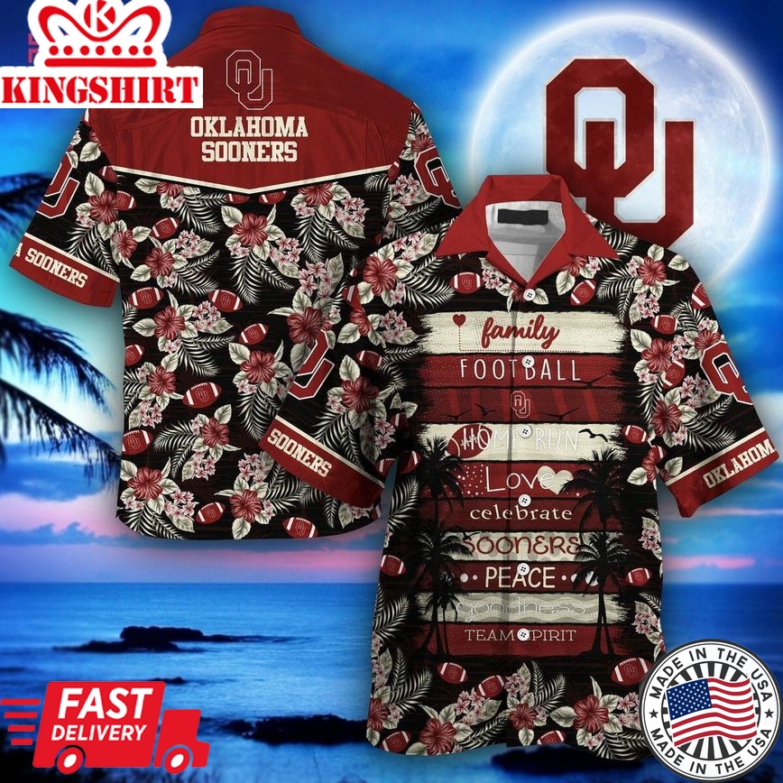 Ncaa Oklahoma Sooners Crimson Black Trendy Hawaiian Shirt V2 Aloha Shirt