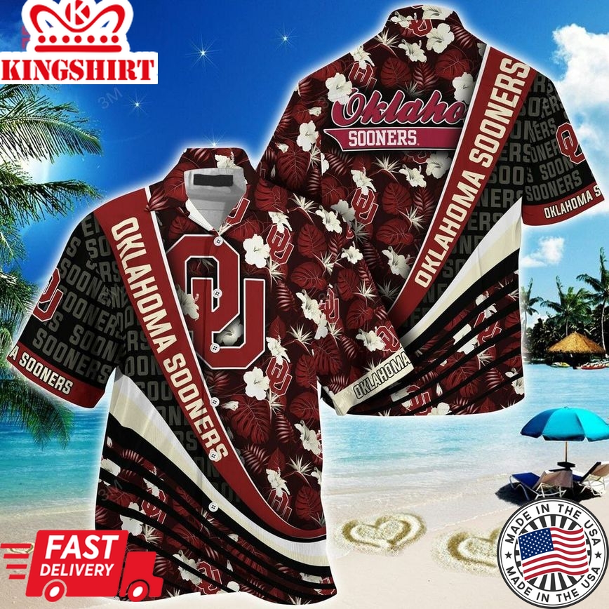 Ncaa Oklahoma Sooners Crimson Black Trendy Hawaiian Shirt V3 Aloha Shirt