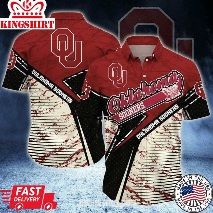 Ncaa Oklahoma Sooners Crimson Cream Trendy Hawaiian Shirt V2 Aloha Shirt