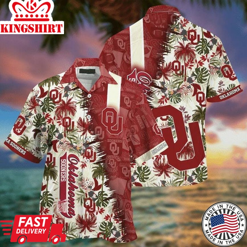 Ncaa Oklahoma Sooners Crimson Flowers Trendy Hawaiian Shirt Aloha Shirt