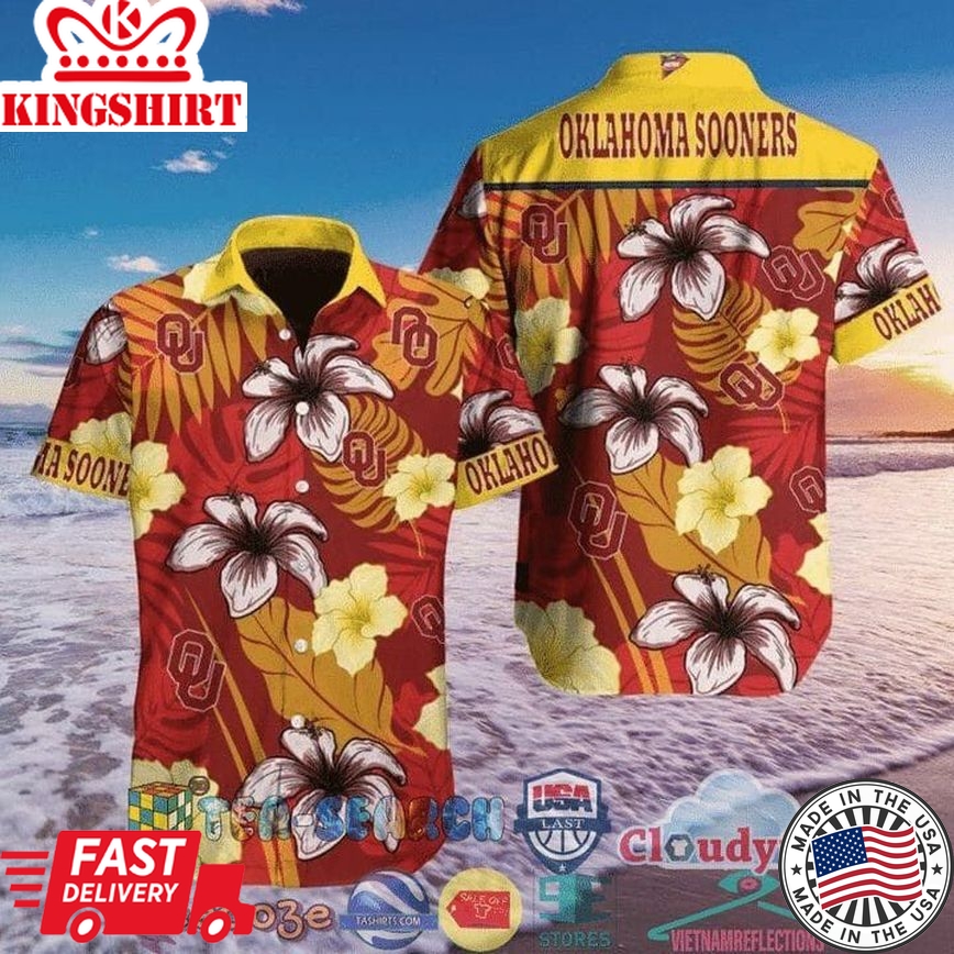 Ncaa Oklahoma Sooners Crimson Yellow Trendy Hawaiian Shirt Aloha Shirt