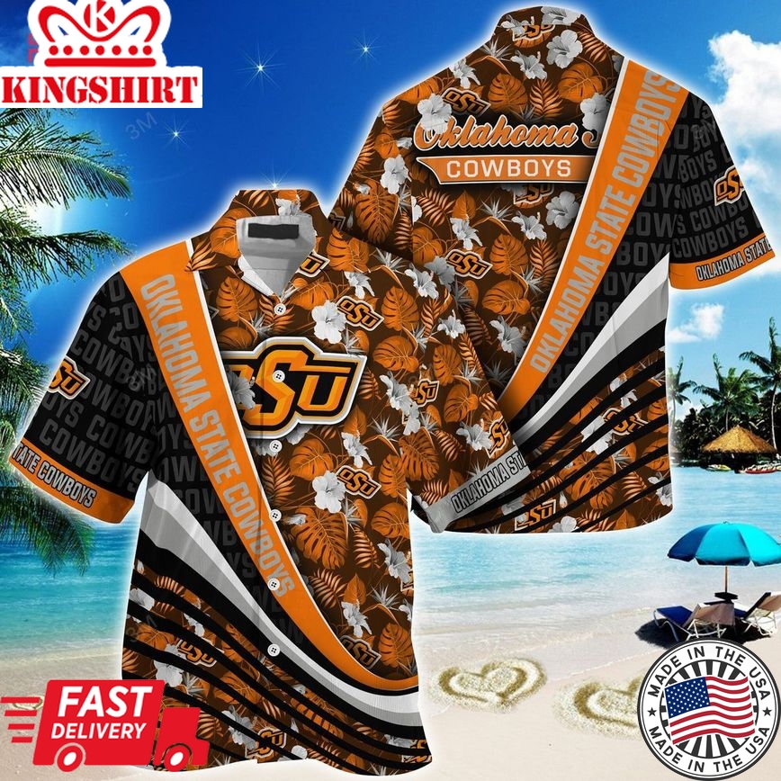 Ncaa Oklahoma State Cowboys Orange Black Trendy Hawaiian Shirt Aloha Shirt