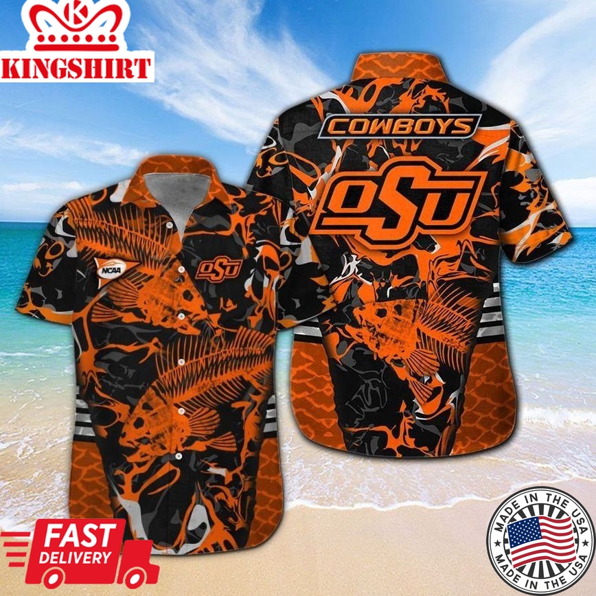 Ncaa Oklahoma State Cowboys Orange Fish Trendy Hawaiian Shirt Aloha Shirt