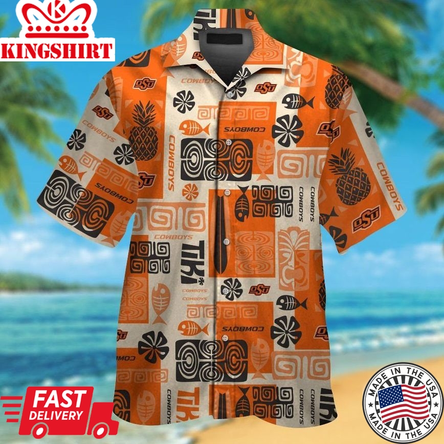 Ncaa Oklahoma State Cowboys Pineapple Orange Trendy Hawaiian Shirt Aloha Shirt