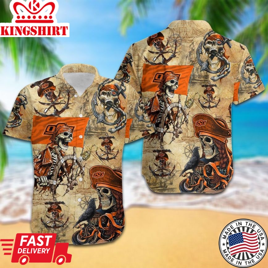 Ncaa Oklahoma State Cowboys Skull Trendy Hawaiian Shirt Aloha Shirt