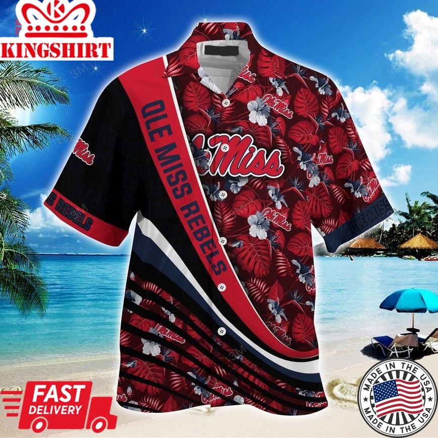 Ncaa Ole Miss Rebels Red Blue Trendy Hawaiian Shirt V2 Aloha Shirt