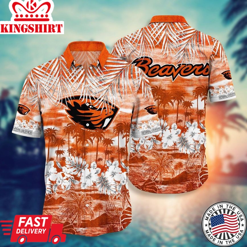 Ncaa Oregon State Beavers Botton Down Trendy Hawaiian Shirt Aloha Shirt