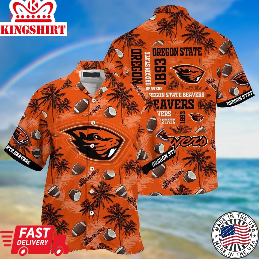 Ncaa Oregon State Beavers Coconut Tree Trendy Hawaiian Shirt Aloha Shirt