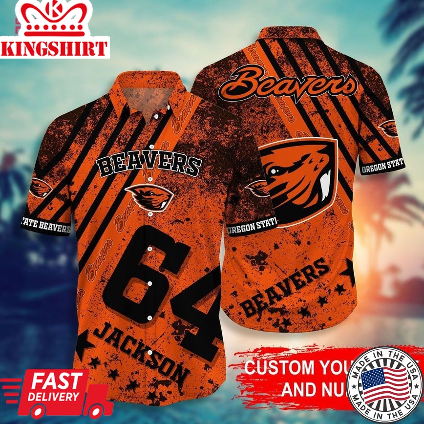 Ncaa Oregon State Beavers Custom Name Number Trendy Hawaiian Shirt Aloha Shirt