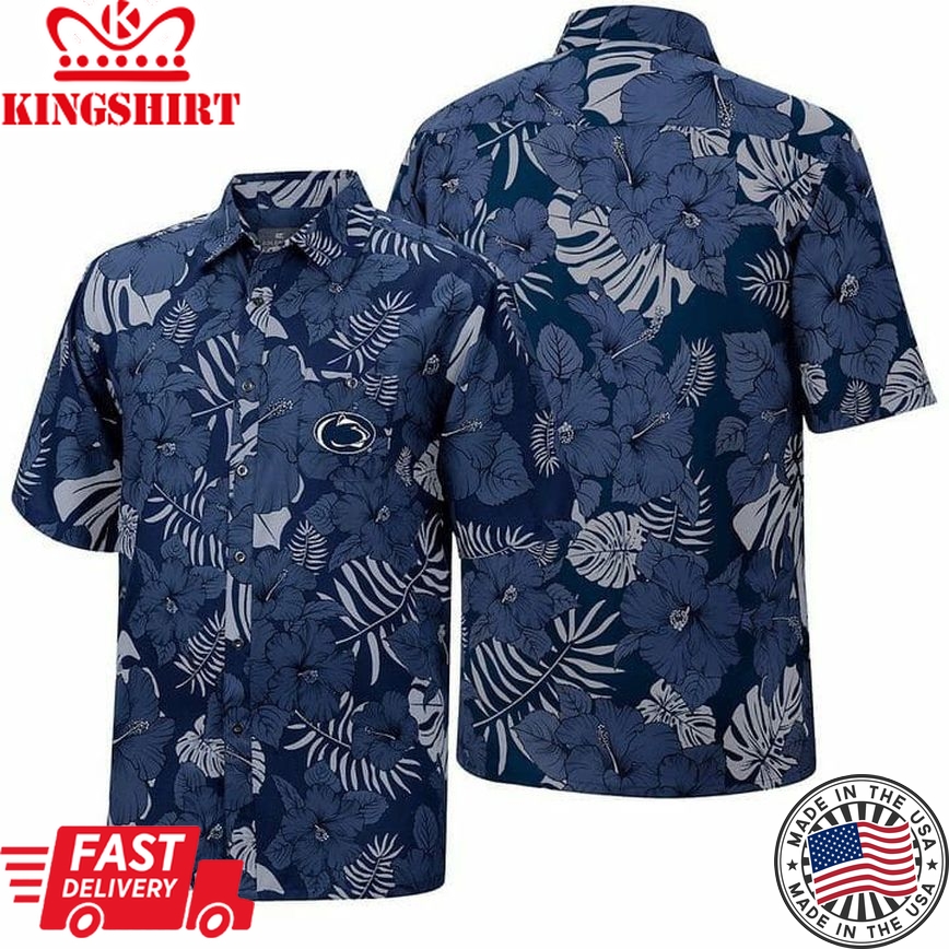 Ncaa Penn State Nittany Lions Tropical Flowers Trendy Hawaiian Shirt Aloha Shirt