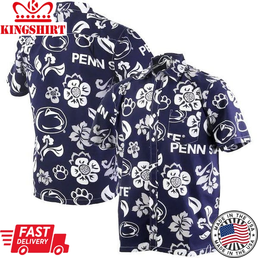 Ncaa Penn State Nittany Lions White Flowers Trendy Hawaiian Shirt Aloha Shirt