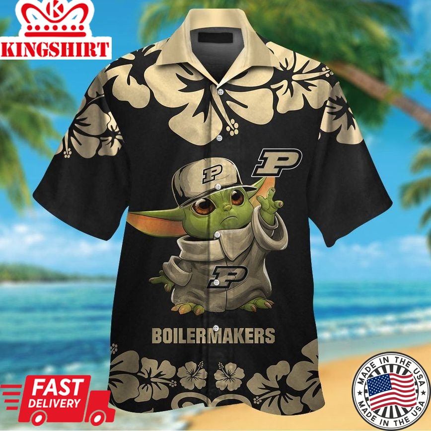 Ncaa Purdue Boilermakers Baby Yoda Gold Black Trendy Hawaiian Shirt Aloha Shirt