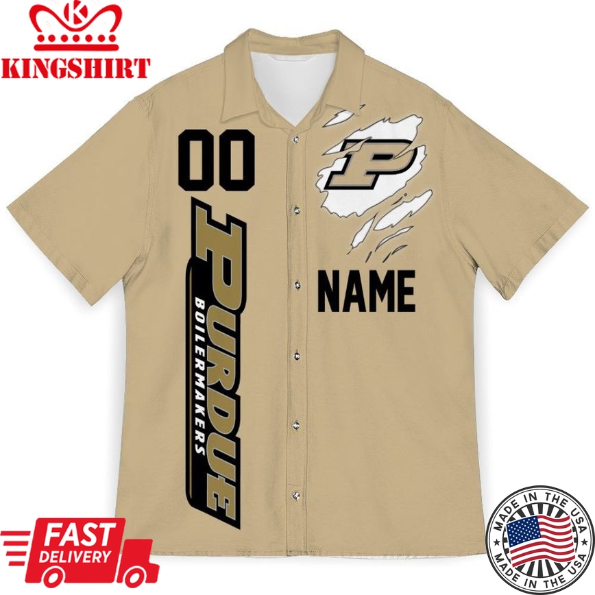 Ncaa Purdue Boilermakers Custom Name Gold Scratch Trendy Hawaiian Shirt Aloha Shirt