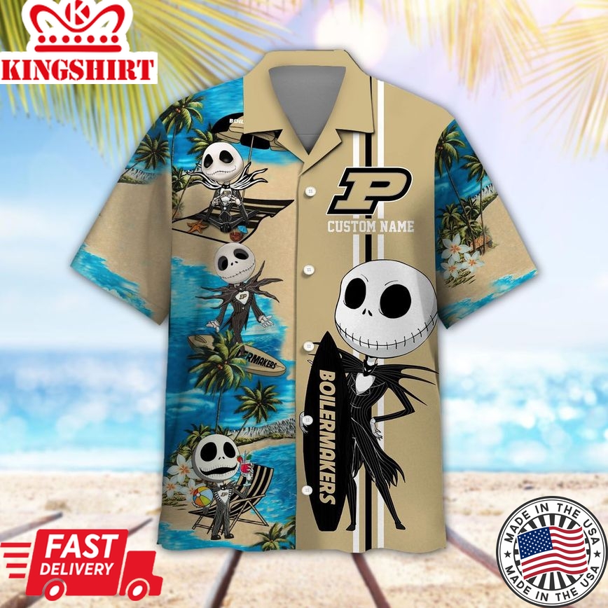 Ncaa Purdue Boilermakers Custom Name Jack Skellington Trendy Hawaiian Shirt Aloha Shirt