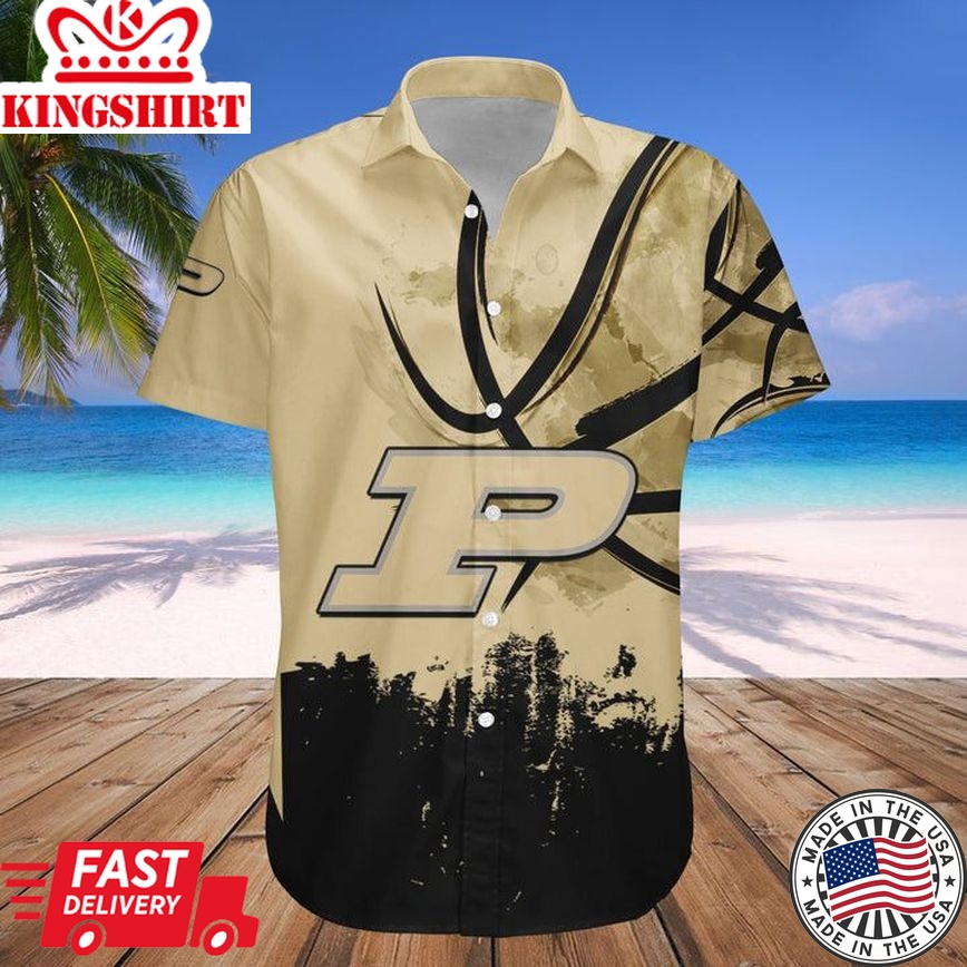 Ncaa Purdue Boilermakers Custom Text Number Gold Black Trendy Hawaiian Shirt V13 Aloha Shirt