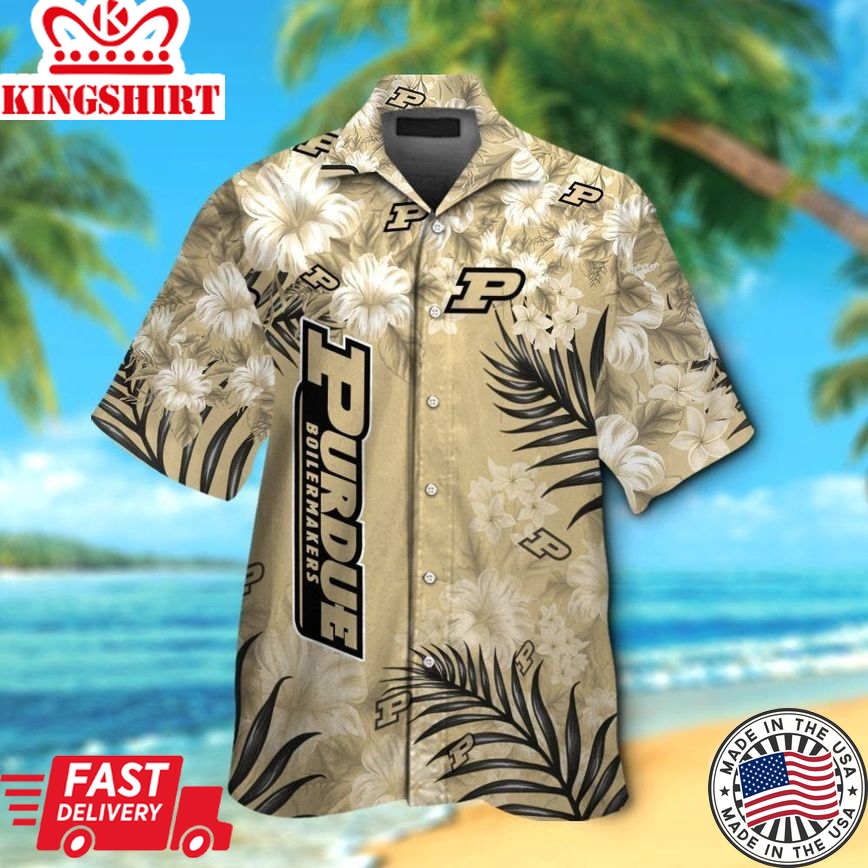 Ncaa Purdue Boilermakers Gold Tropical Flowers Trendy Hawaiian Shirt Aloha Shirt