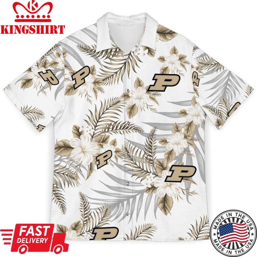 Ncaa Purdue Boilermakers Gold White Flowers Trendy Hawaiian Shirt Aloha Shirt