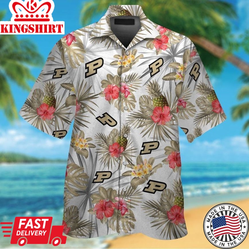 Ncaa Purdue Boilermakers Pink Flowers Pineaaple Trendy Hawaiian Shirt Aloha Shirt