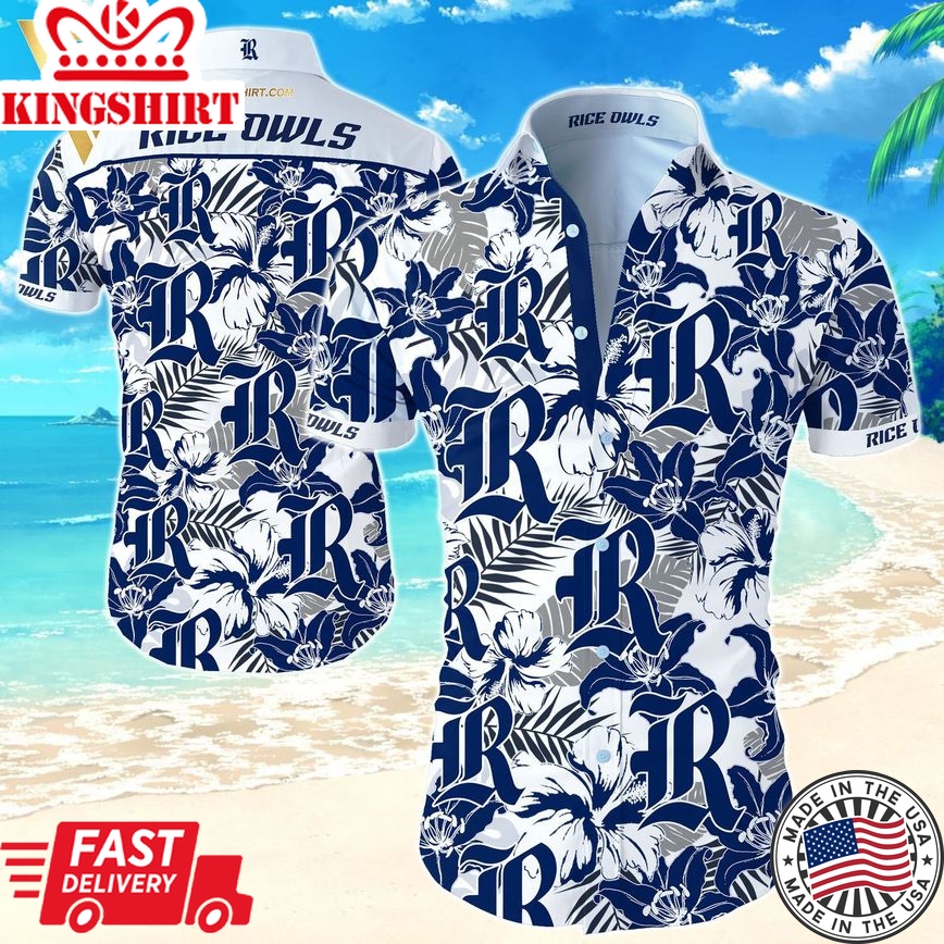 Ncaa Rice Owls Floral Summer Trendy Hawaiian Shirt Aloha Shirt