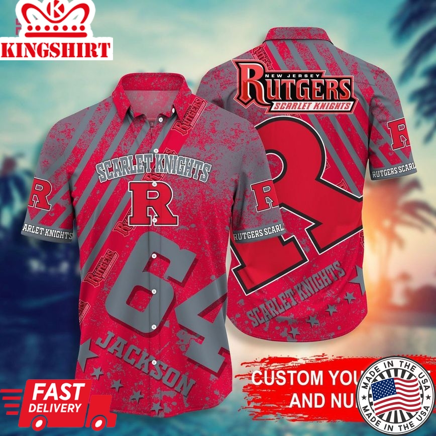 Ncaa Rutgers Scarlet Knights Custom Name Number Trendy Hawaiian Shirt Aloha Shirt