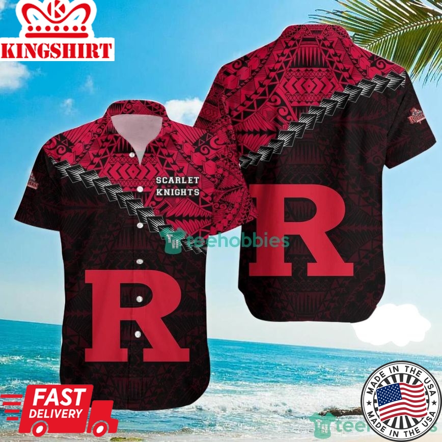 Ncaa Rutgers Scarlet Knights Grunge Polynesian Tattoo Trendy Hawaiian Shirt Aloha Shirt