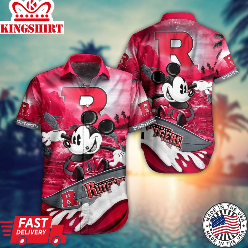 Ncaa Rutgers Scarlet Knights Mickey Mouse Trendy Hawaiian Shirt V2 Aloha Shirt