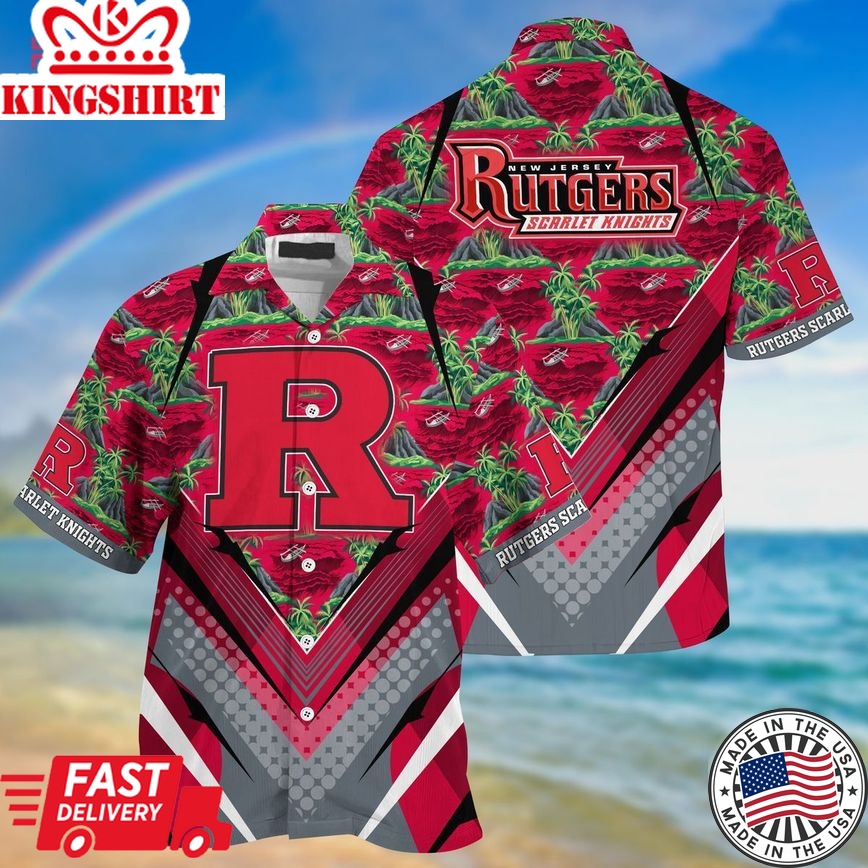 Ncaa Rutgers Scarlet Knights Tropical Island Trendy Hawaiian Shirt Aloha Shirt