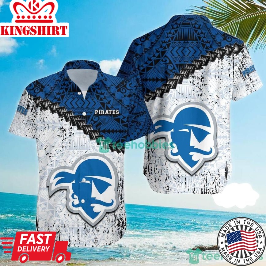 Ncaa Seton Hall Pirates Grunge Polynesian Tattoo Trendy Hawaiian Shirt Aloha Shirt