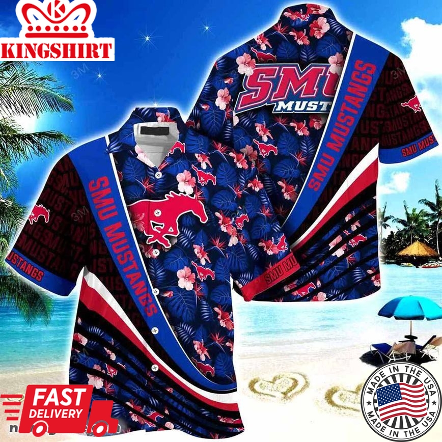 Ncaa Smu Mustangs Tropical Flower Pattern Trendy Hawaiian Shirt Aloha Shirt