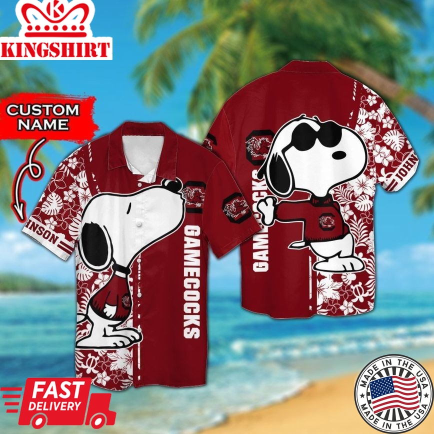 Ncaa South Carolina Gamecocks Custom Name Snoopy Trendy Hawaiian Shirt Aloha Shirt