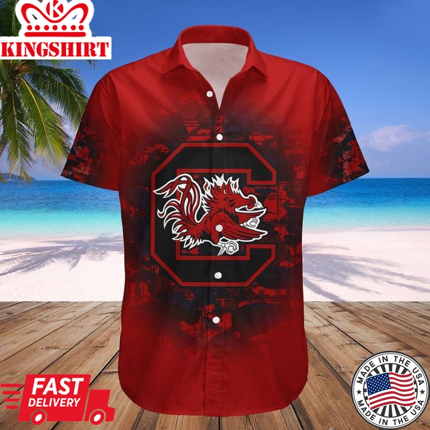 Ncaa South Carolina Gamecocks Custom Text Number Red Black Trendy Hawaiian Shirt Aloha Shirt