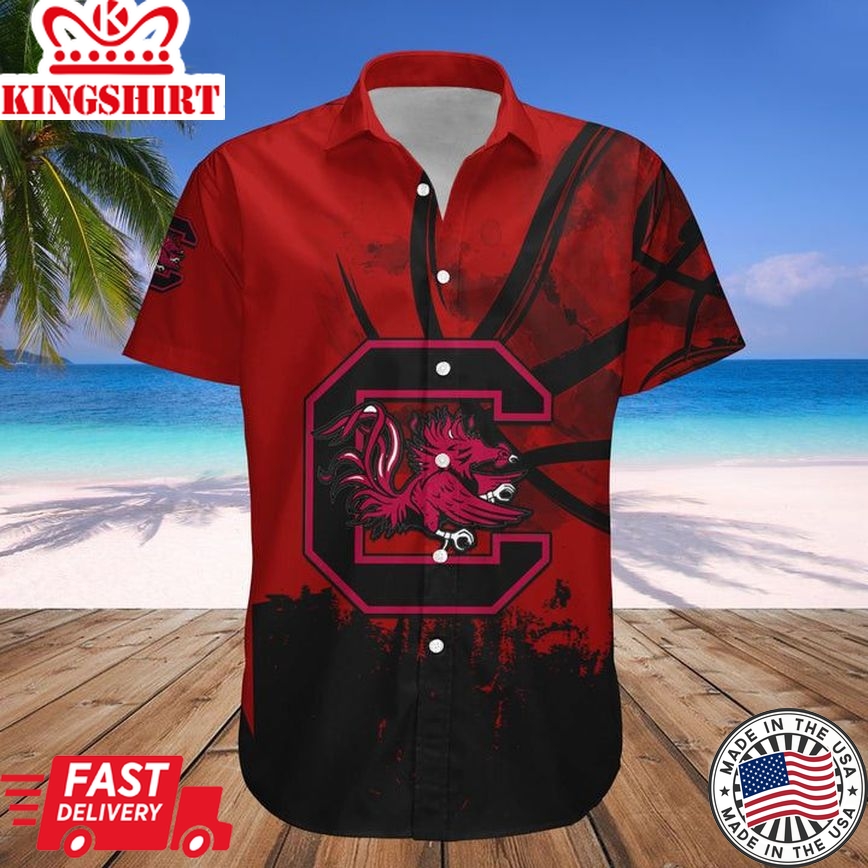 Ncaa South Carolina Gamecocks Custom Text Number Red Black Trendy Hawaiian Shirt V8 Aloha Shirt