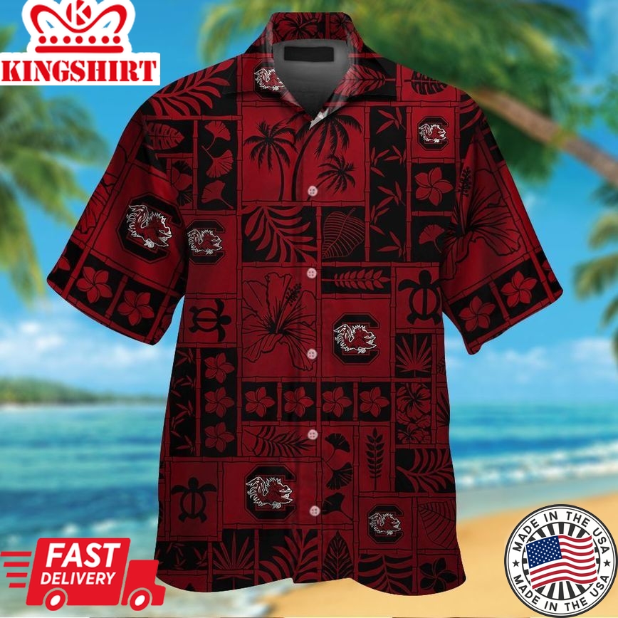 Ncaa South Carolina Gamecocks Garnet Black Trendy Hawaiian Shirt V2 Aloha Shirt