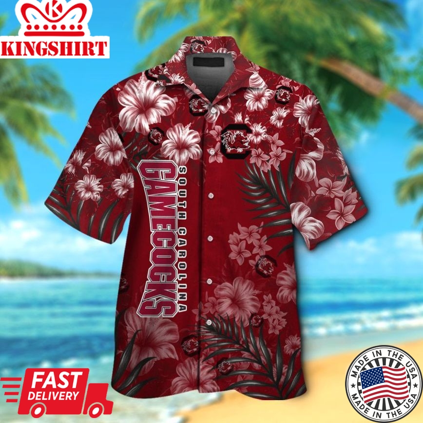 Ncaa South Carolina Gamecocks Garnet Flowers Trendy Hawaiian Shirt Aloha Shirt