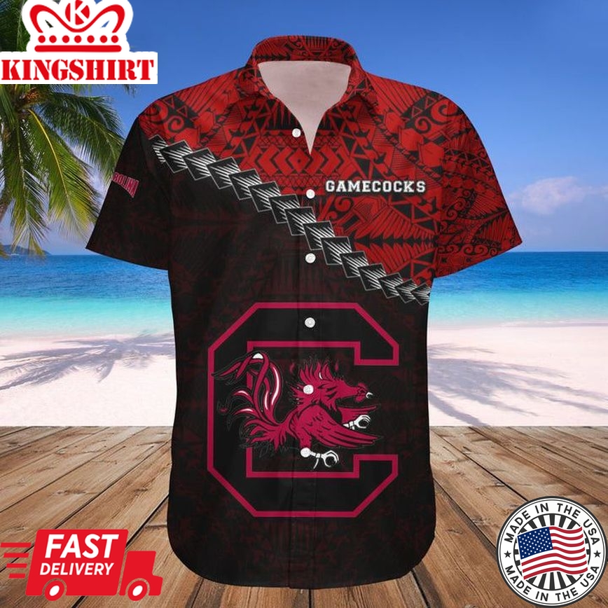 Ncaa South Carolina Gamecocks Red Black Trendy Hawaiian Shirt V6 Aloha Shirt