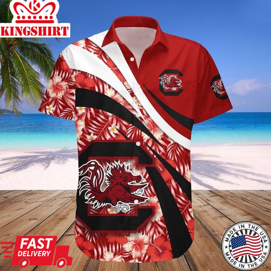 Ncaa South Carolina Gamecocks Red Black Trendy Hawaiian Shirt V9 Aloha Shirt