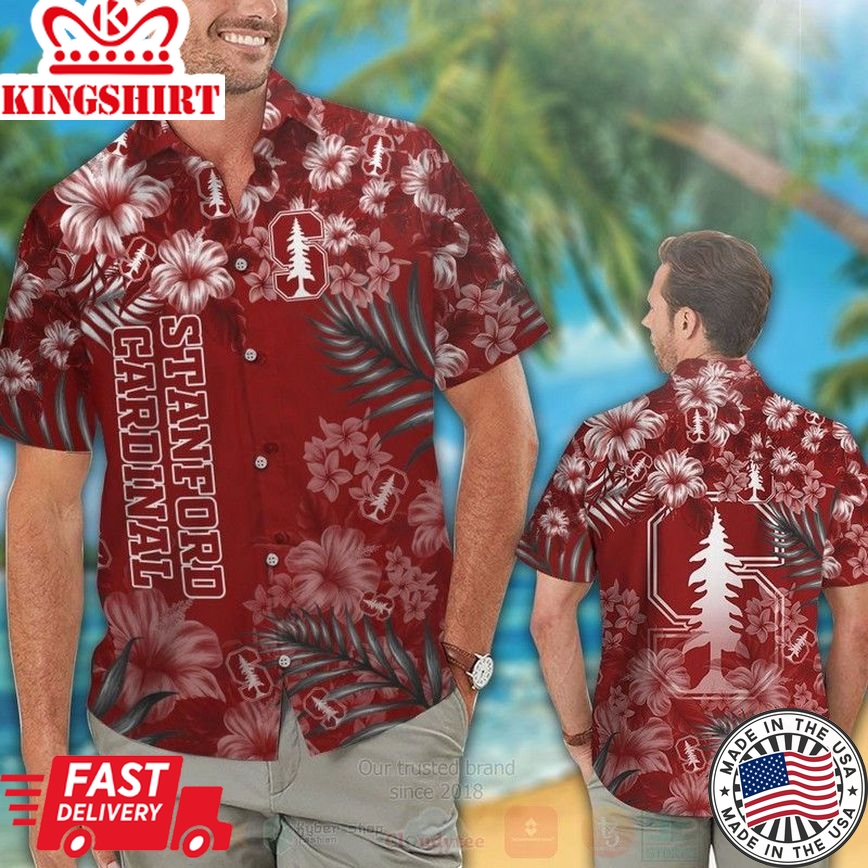 Ncaa Stanford Cardinal Tropical Flower Trendy Hawaiian Shirt V2 Aloha Shirt