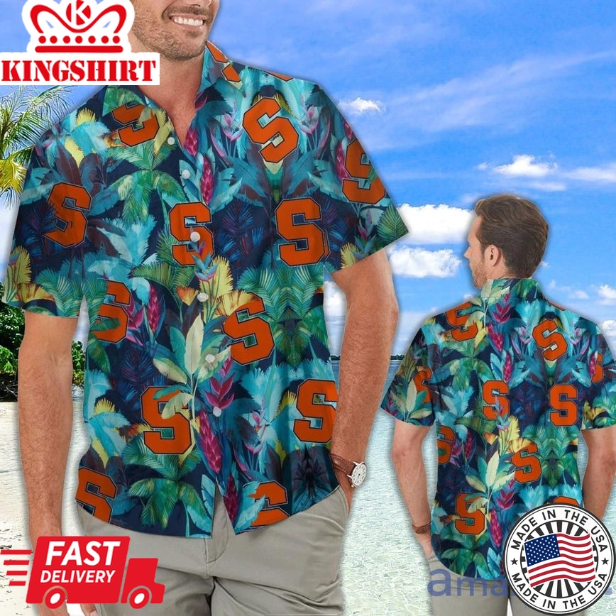 Ncaa Syracuse Orange Floral Tropical Trendy Hawaiian Shirt Aloha Shirt