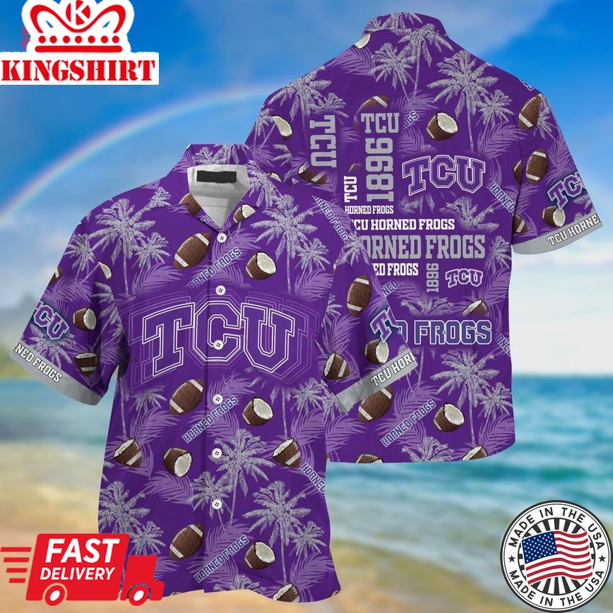 Ncaa Tcu Horned Frogs Tropical Coconut Pattern Trendy Hawaiian Shirt Aloha Shirt