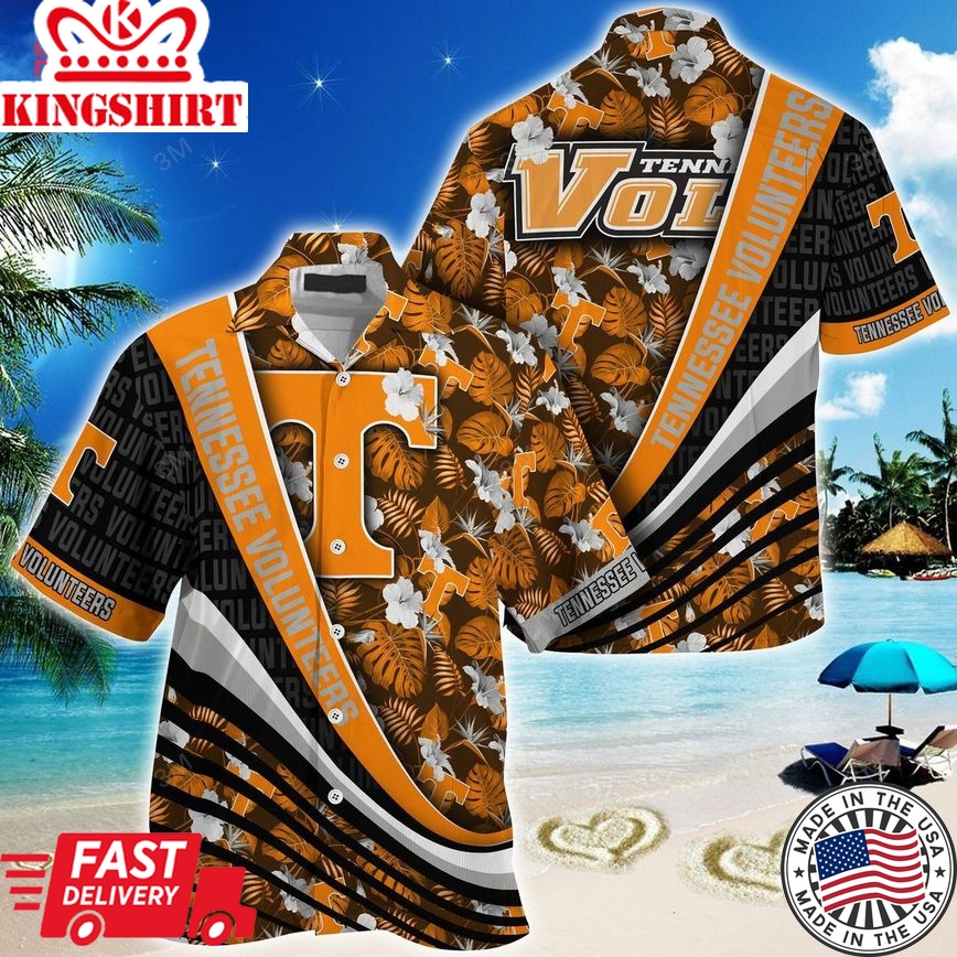 Ncaa Tennessee Volunteers Orange Black Trendy Hawaiian Shirt Aloha Shirt