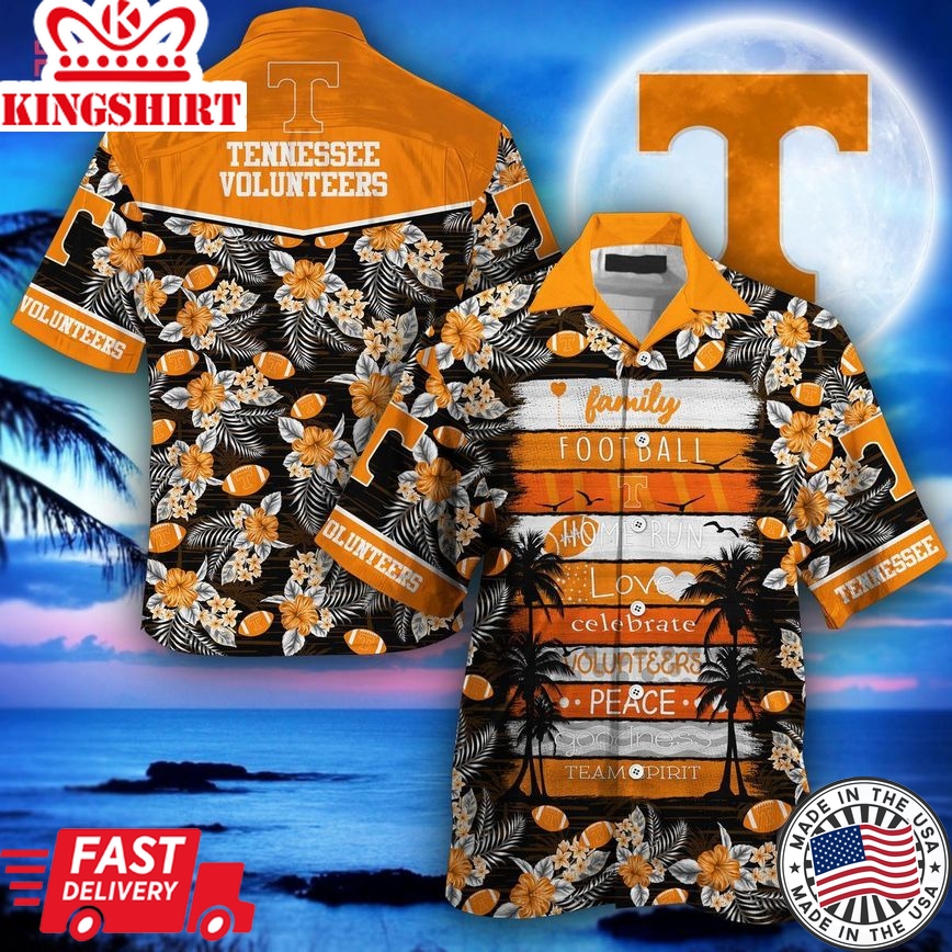 Ncaa Tennessee Volunteers Orange Black Trendy Hawaiian Shirt V2 Aloha Shirt